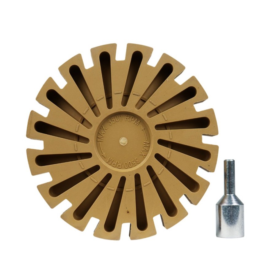 Cutting & Abrasives SAR | Sar Slim Caramel Tractor Erasor Wheel 4" With Drill Arbour