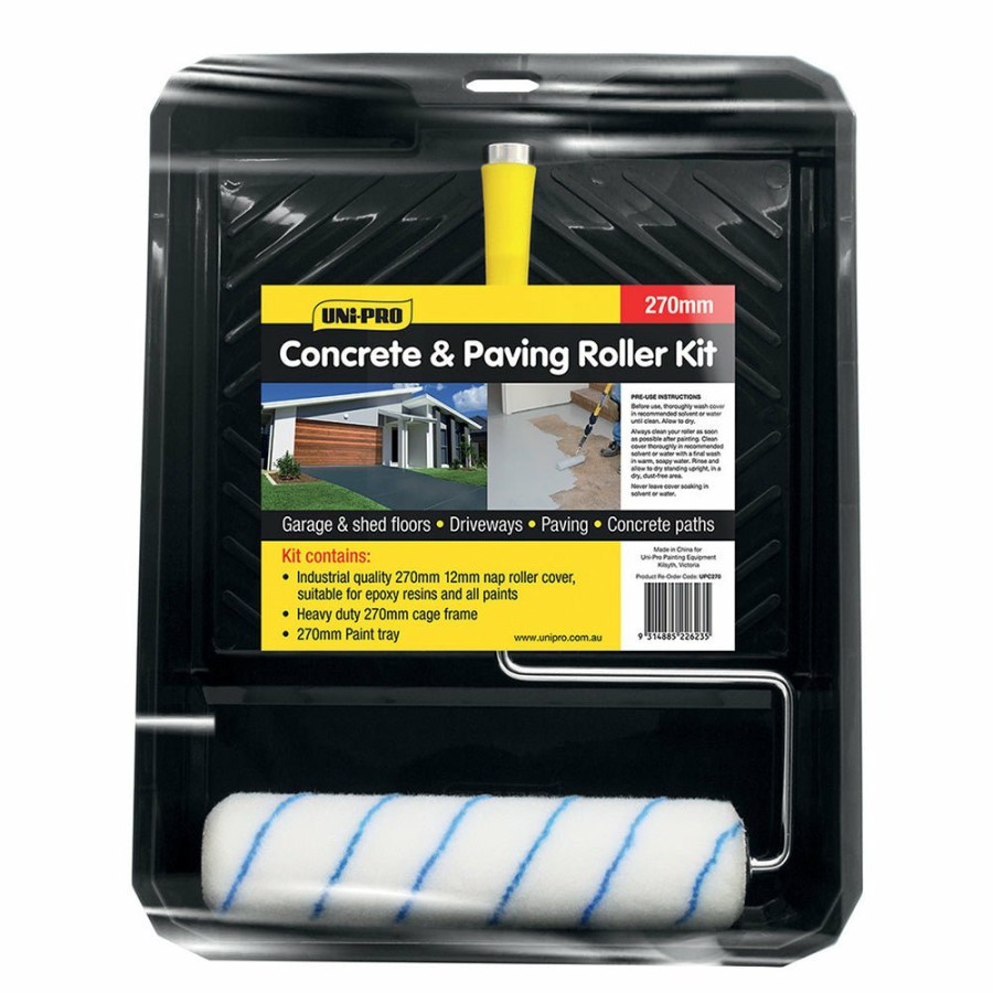 Painting Tools Uni-Pro | Uni-Pro 270Mm Concrete & Paving Roller Kit 12Mm Nap All Paint Solvent Resistant