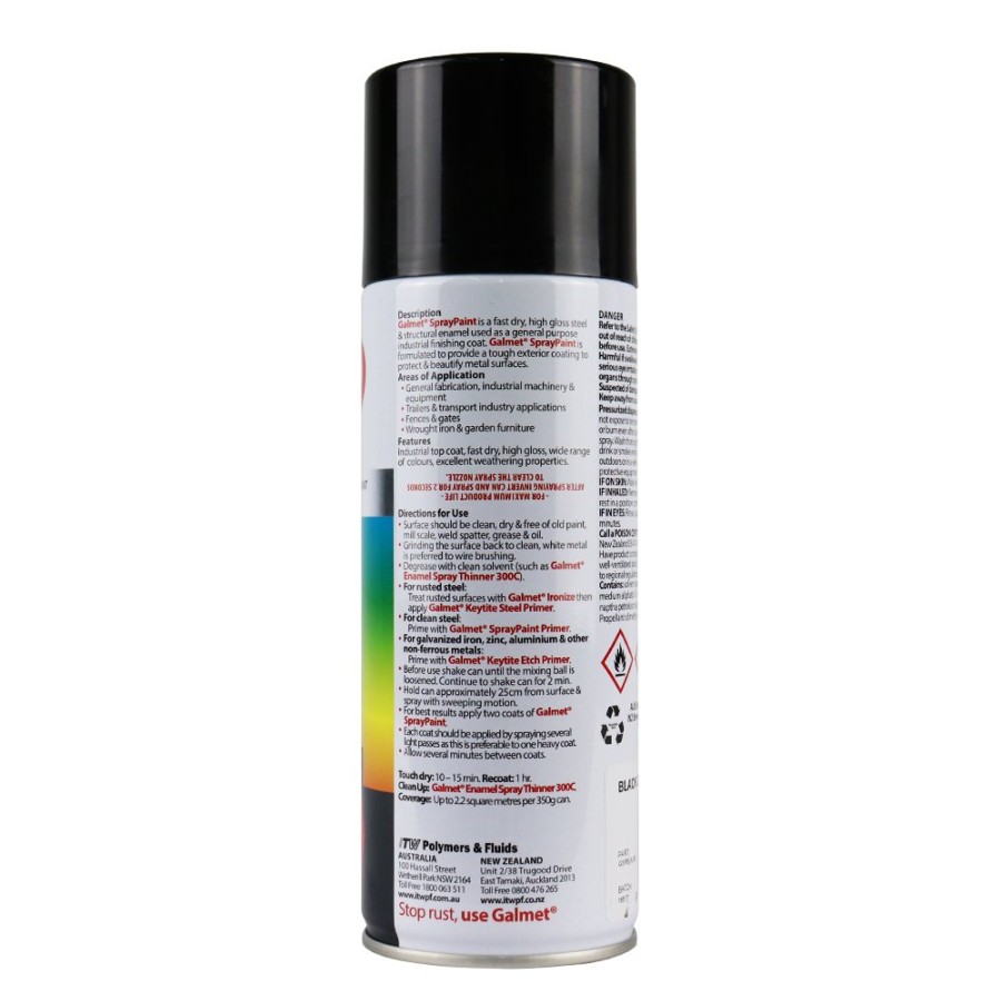 Paint Galmet Topcoats | Galmet® Quick Dry Enamel Topcoat 350G Satin Black