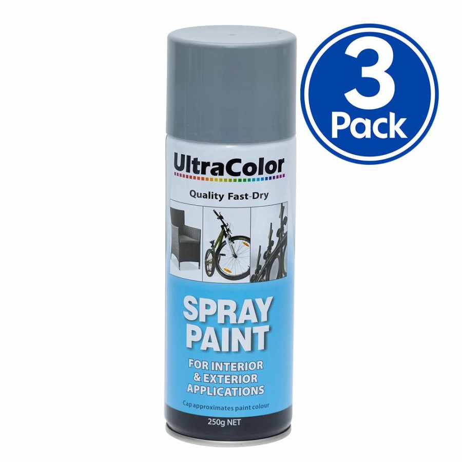 Paint UltraColor Topcoats | Ultracolor Spray Paint Fast Drying Interior Exterior 250G Mid Grey X 3 Cans