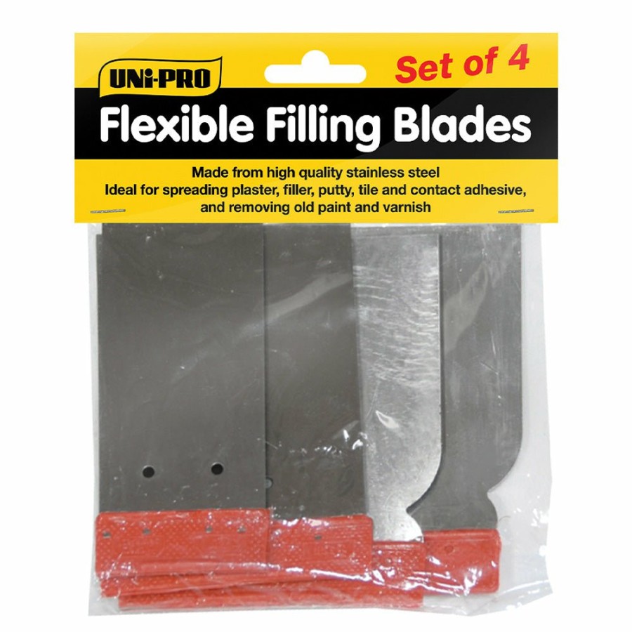 Prep & Repair GPI Filler Applicators | Uni-Pro 4 Piece Filling Scraper Set Bog Putty Filler Flexible Applicator