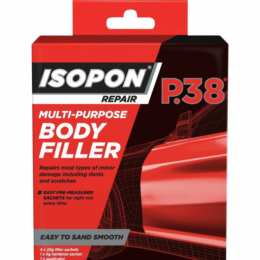 Prep & Repair Isopon Fine Fillers | Isopon Multi Purpose Body Filler Pre-Measured Satchets & Applicator 4 X 25G