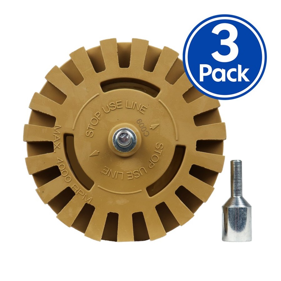 Cutting & Abrasives SAR | Sar Caramel Tractor Erasor Wheel 4" With Drill Arbour X 3 Pack