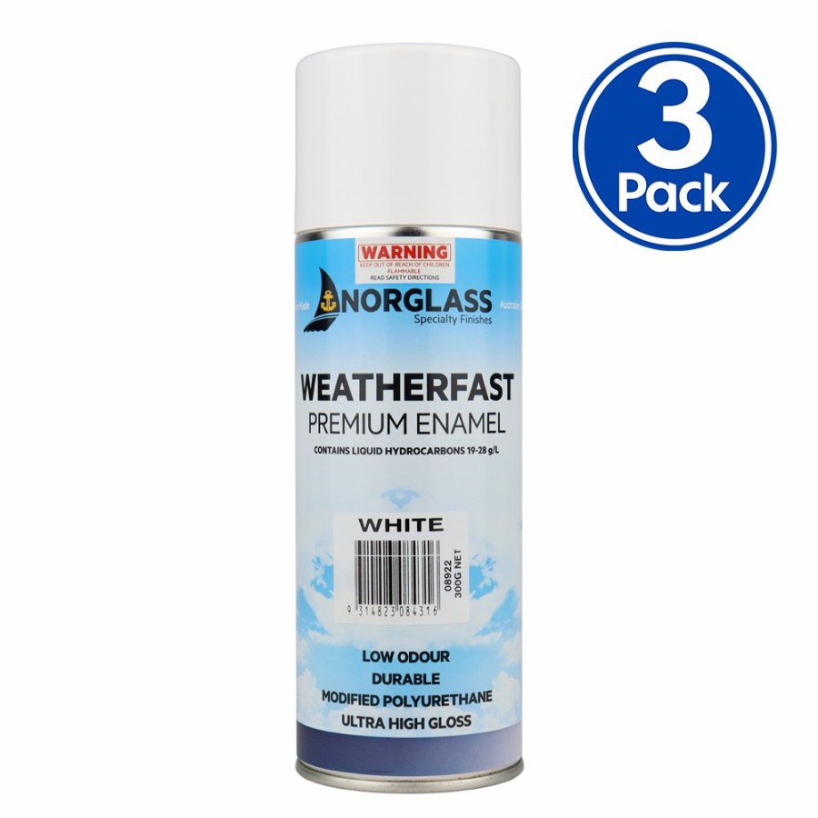 Paint Norglass Topcoats | Norglass Marine Weatherfast White Premium Enamel Aerosol 300G High Gloss 3 Pack