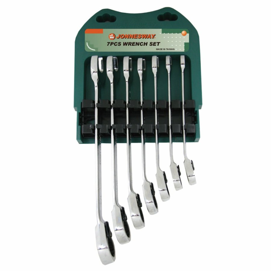 Cutting & Abrasives Jonnesway Tools | Jonnesway 72 Teeth Flexible Ratcheting Imperial Sae Combination Wrench X 7 Piece Set