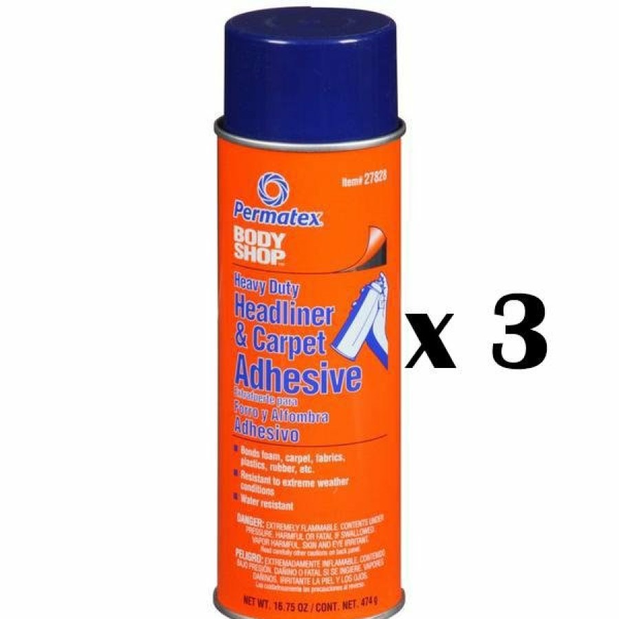 Adhesives & Sealants Permatex Spray Adhesives | Permatex Heavy Duty Headliner Carpet Adhesive Aerosol 474G 27828 X 3