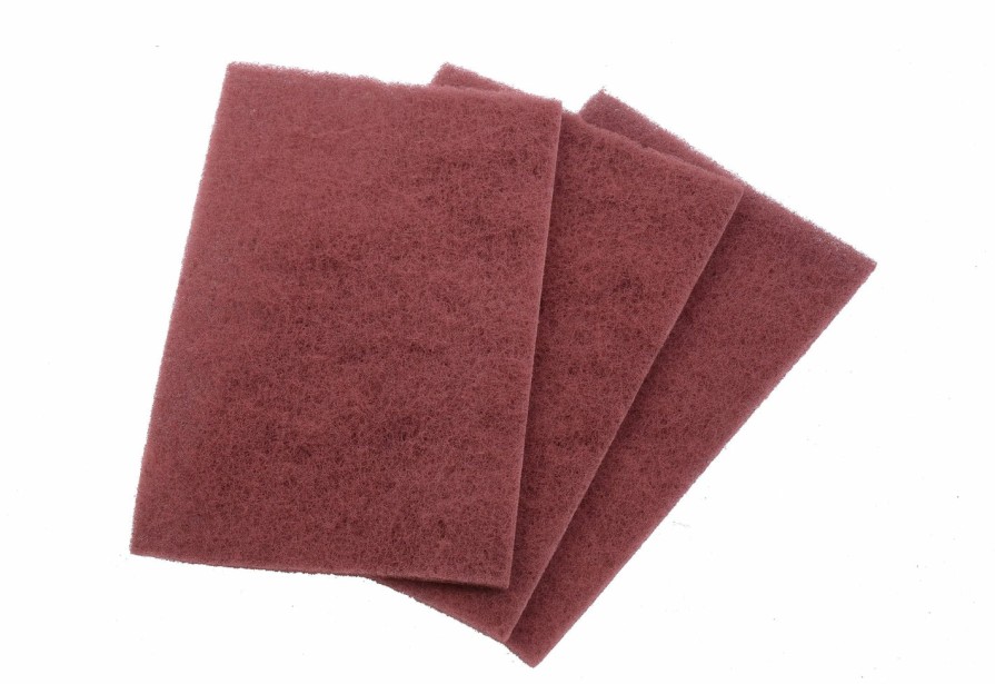 Cutting & Abrasives Rodim Scouring Pads | Basf Rodim Abrasive Sanding Hand Scuff Pad Maroon Red 150Mm X 225Mm Box Of 25 Scotch