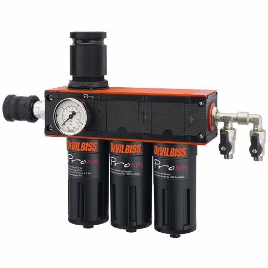 Spray Guns DeVilbiss Regulators & Gauges | Devilbiss Pro Air 3 Filter Regulator Coalescer With Activated Carbon Filter