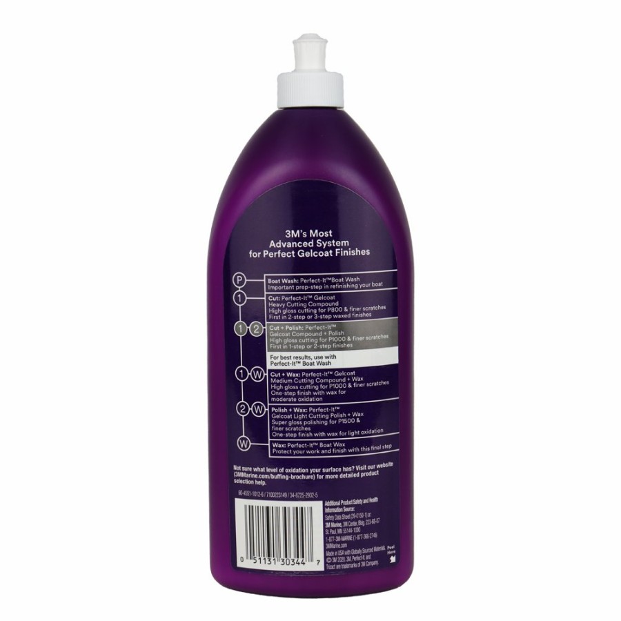 Boat Care 3M Cutting Compounds | 3M Perfect-It Gelcoat Compound + Polish Quart 946Ml 30344