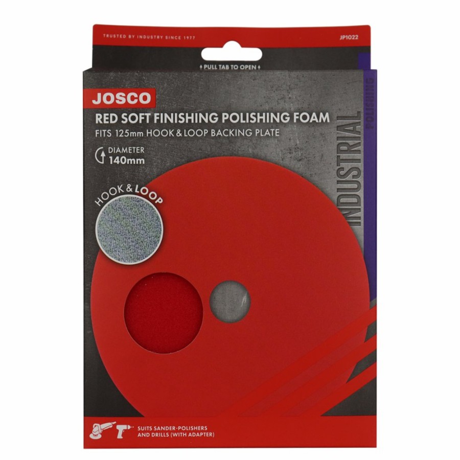 Car Care Josco Polishing Pads | Josco Red Soft Finishing Polishing Foam Pad 140Mm Hook & Loop Industrial Jp1022