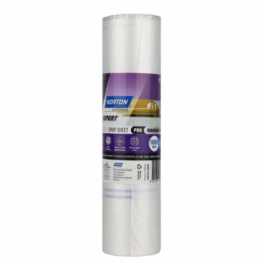 Prep & Repair Norton Masking Plastic | Norton Painters Plastic Film 1800Mm X 27M Prefolded Drop Sheet Painting