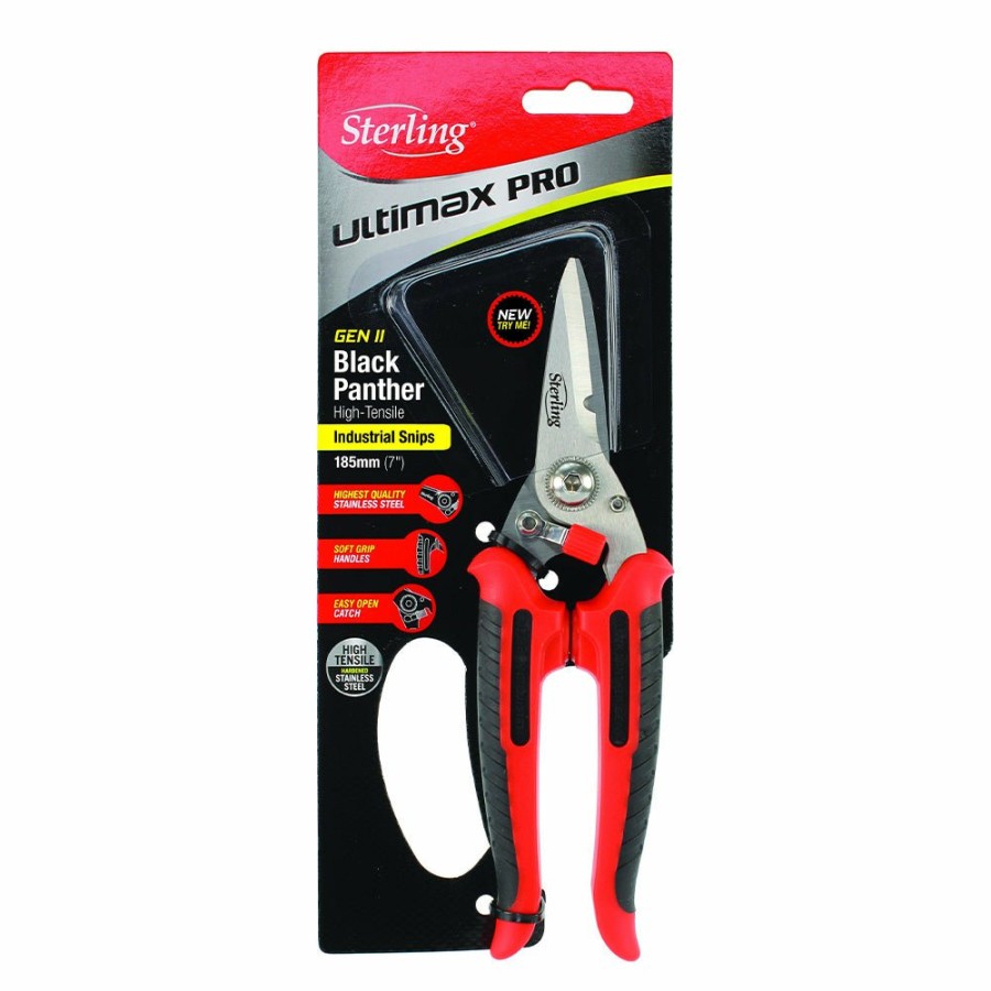 Cutting & Abrasives Sterling | Sterling Black Panther Gen Ii 185Mm High Tensile Snips Stainless Steel Red