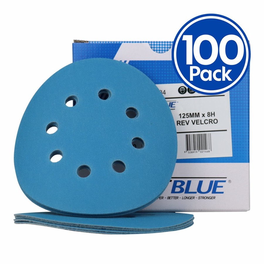 Cutting & Abrasives Revcut Discs | Revcut Blue Sanding Paper Hook & Loop P80 Grit 125Mm 8H X 100 Film Discs Box