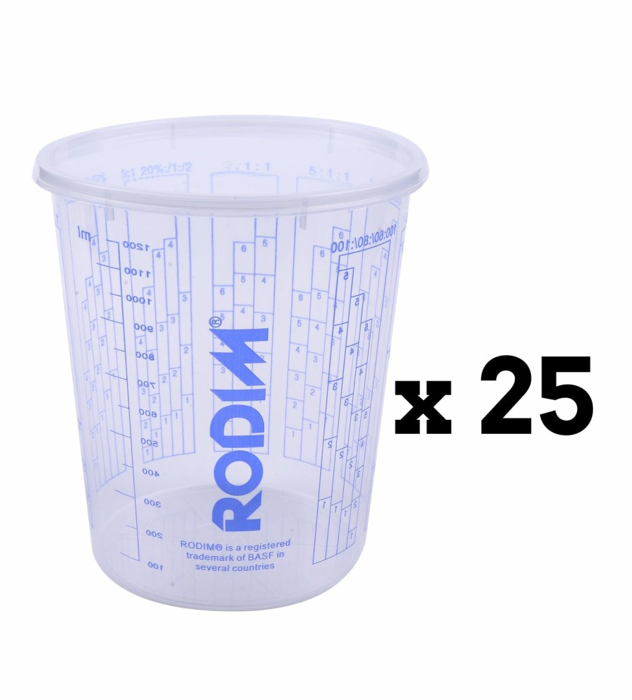 Painting Tools Rodim Measuring Cups | Basf Rodim Calibrated Graduated Paint Mixing Cups 1100Ml X 25 Pack