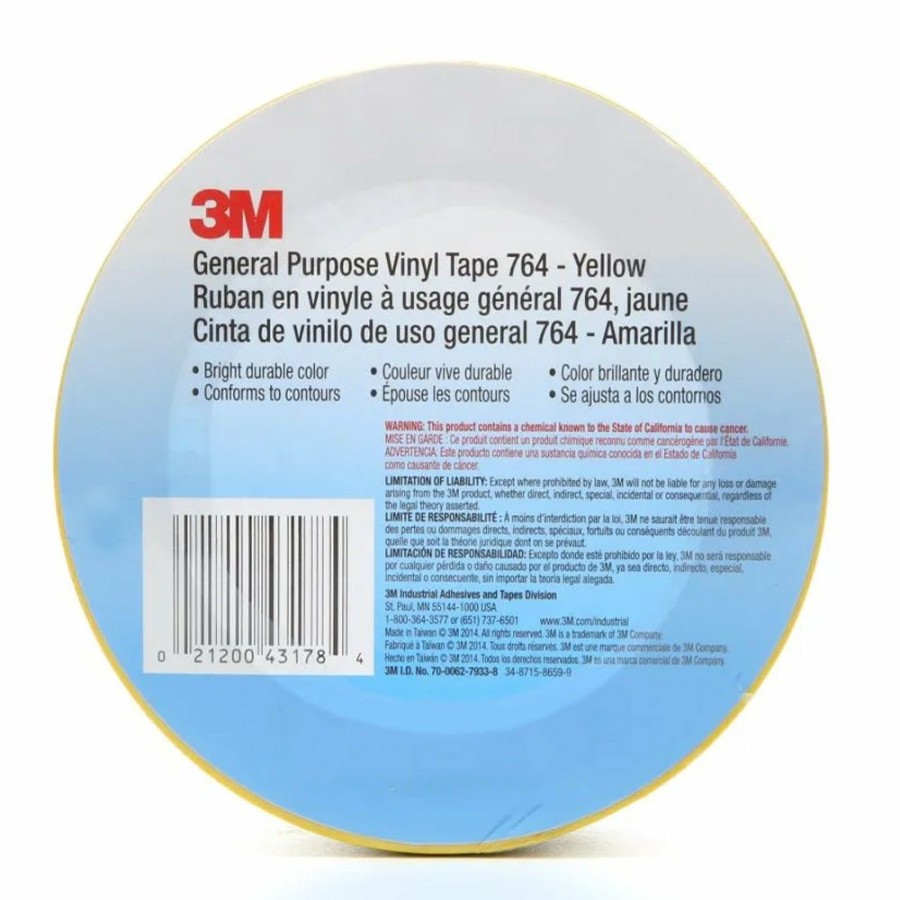 Prep & Repair 3M Vinyl Tape | 3M 764 General Purpose Vinyl Tape Yellow 25Mm X 33M Marking Colour Coding Safety