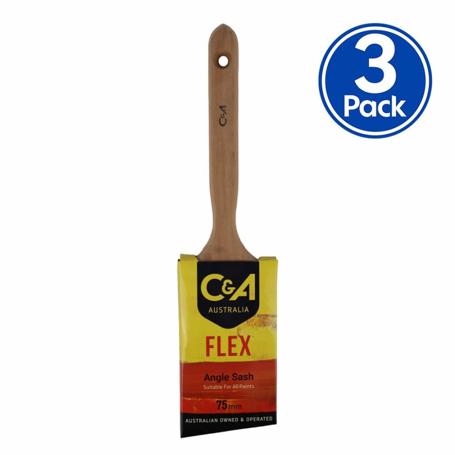 Painting Tools C u0026 A Brushware | C&A Brushware Flex Angled Sash Brush 75Mm X 3 Pack Interior Exterior Trade