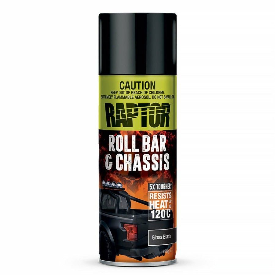 Paint U-POL Topcoats | U-Pol Raptor High Temp Roll Bar & Chassis Spray Paint Aerosol 295G Gloss Black