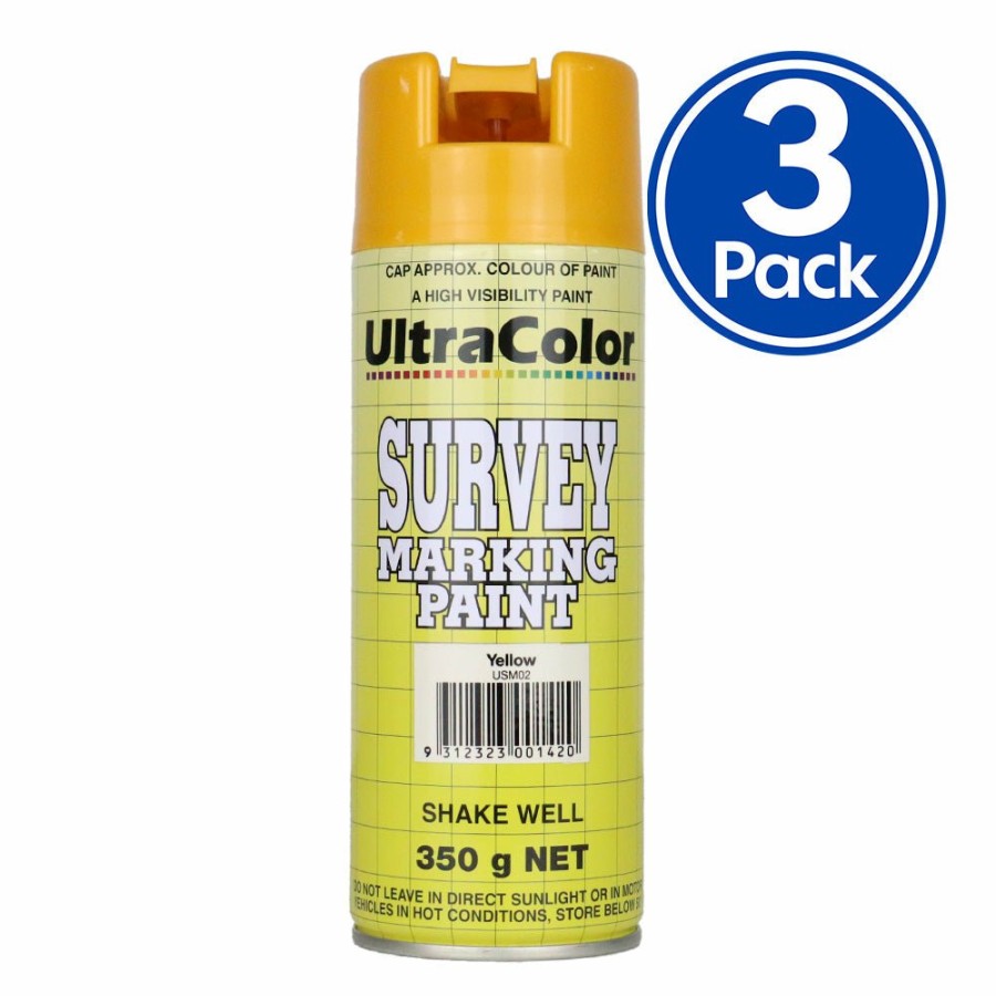 Paint UltraColor Linemarking | Ultracolor Survey Marking Paint Spot Marker Aerosol Can 350G Yellow X 3