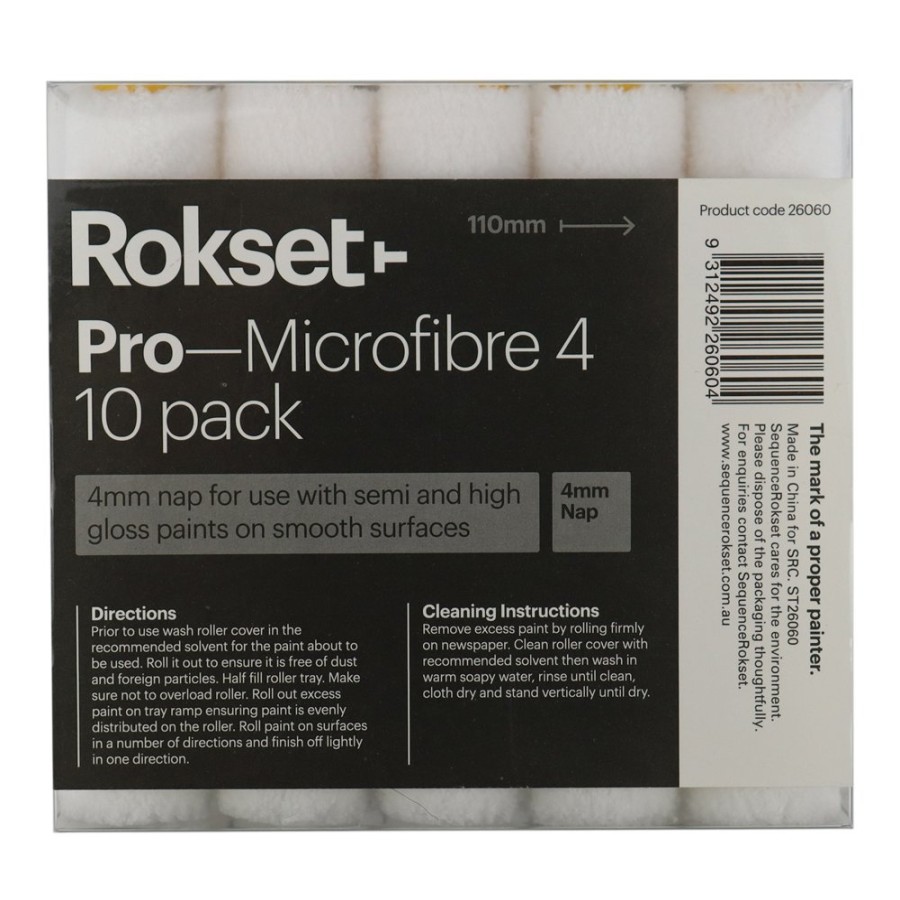 Painting Tools Rokset Covers | Rokset Pro Microfibre 110Mm Roller Covers 10 Pack 4Mm Nap Marine Industrial Concrete