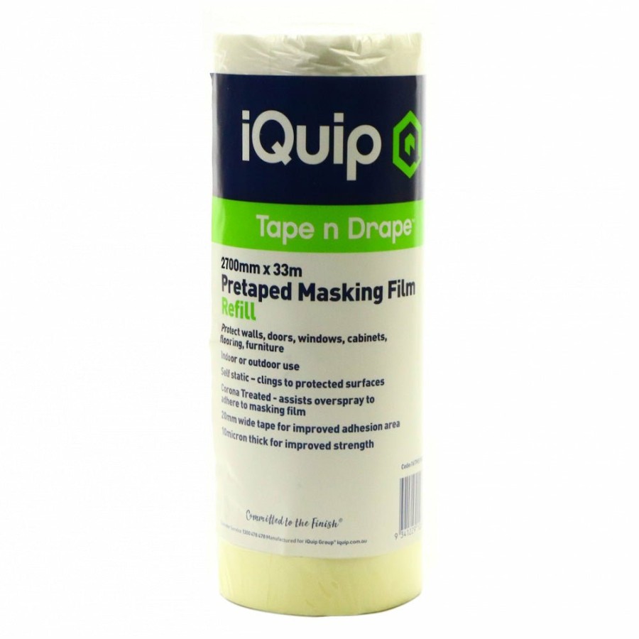 Prep & Repair Iquip Masking Plastic | Iquip Pre-Taped Film Refill Cartridge 2700Mm X 17M Plastic Drop Sheet Painting