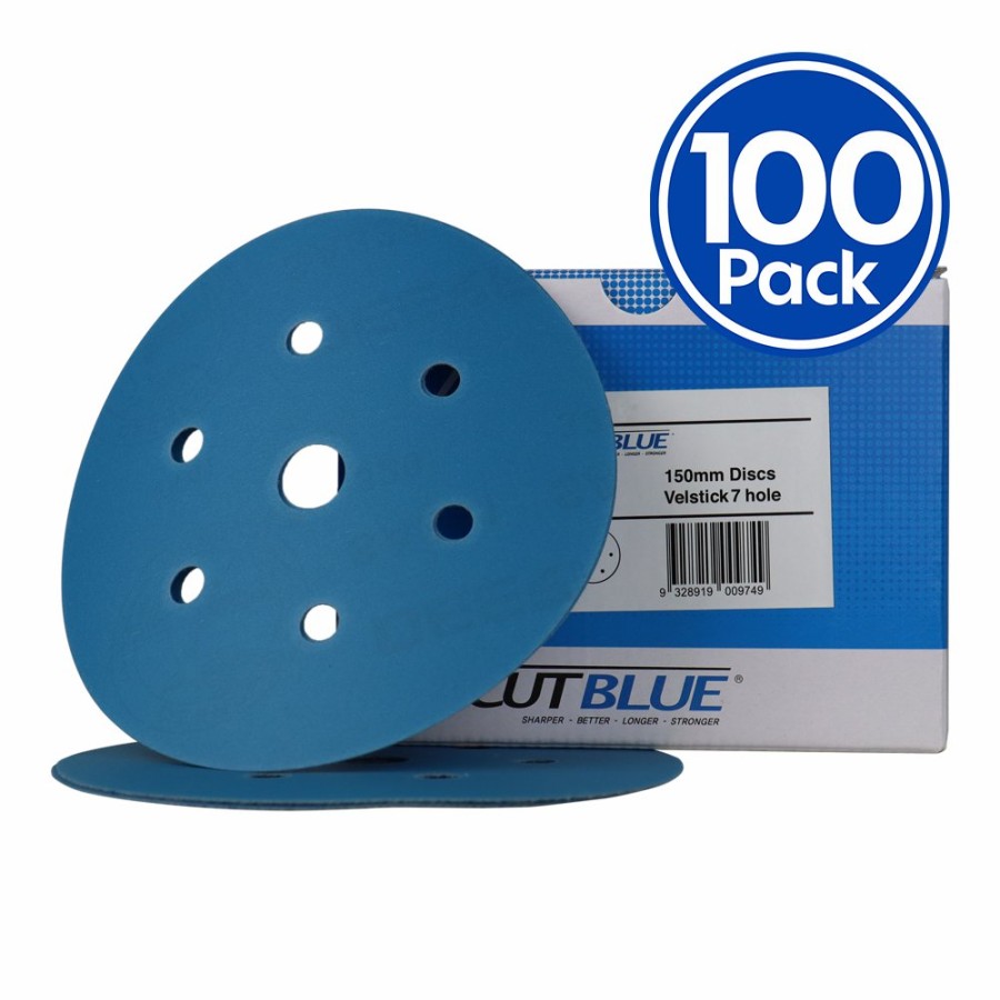 Cutting & Abrasives Revcut Discs | Revcut Blue Sanding Paper Grit P1500 150Mm Hook & Loop 7-Hole 100 Discs Sander