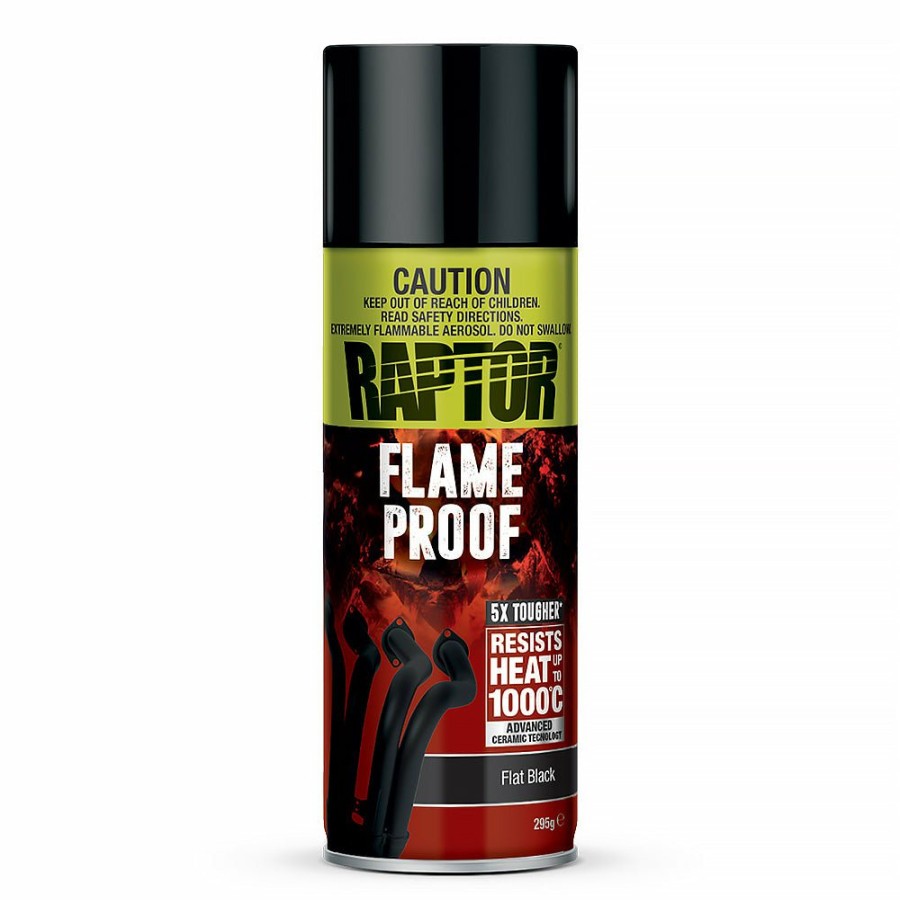 Paint U-POL Topcoats | U-Pol Raptor High Temp Flameproof Spray Paint Aerosol 295G Flat Black