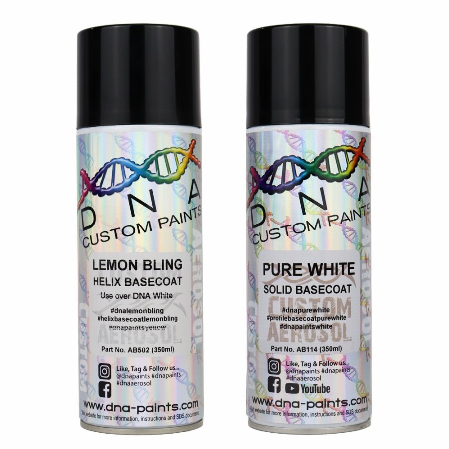 Paint DNA Paints Top Coats | Dna Paints Helix Basecoat Spray Paint 350Ml Aerosol Lemon Bling With Undercoat