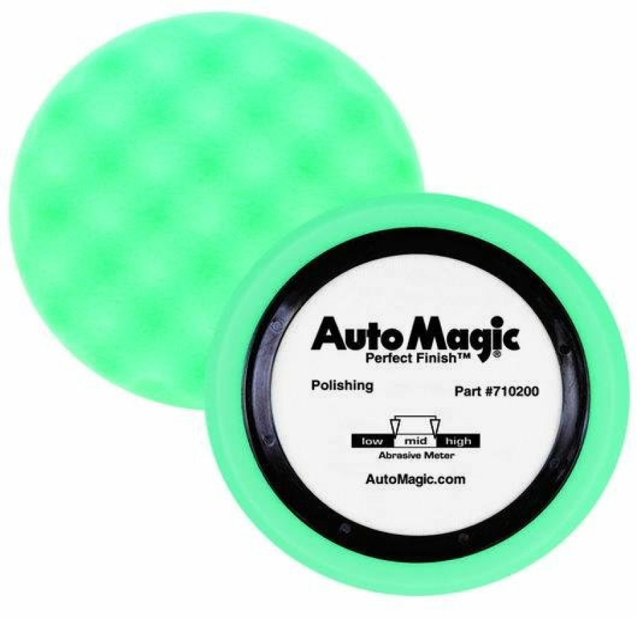 Car Care Auto Magic Cutting Pads | Auto Magic Perfect Finish Medium Polishing Buffing Green Waffle Foam Pad 180Mm