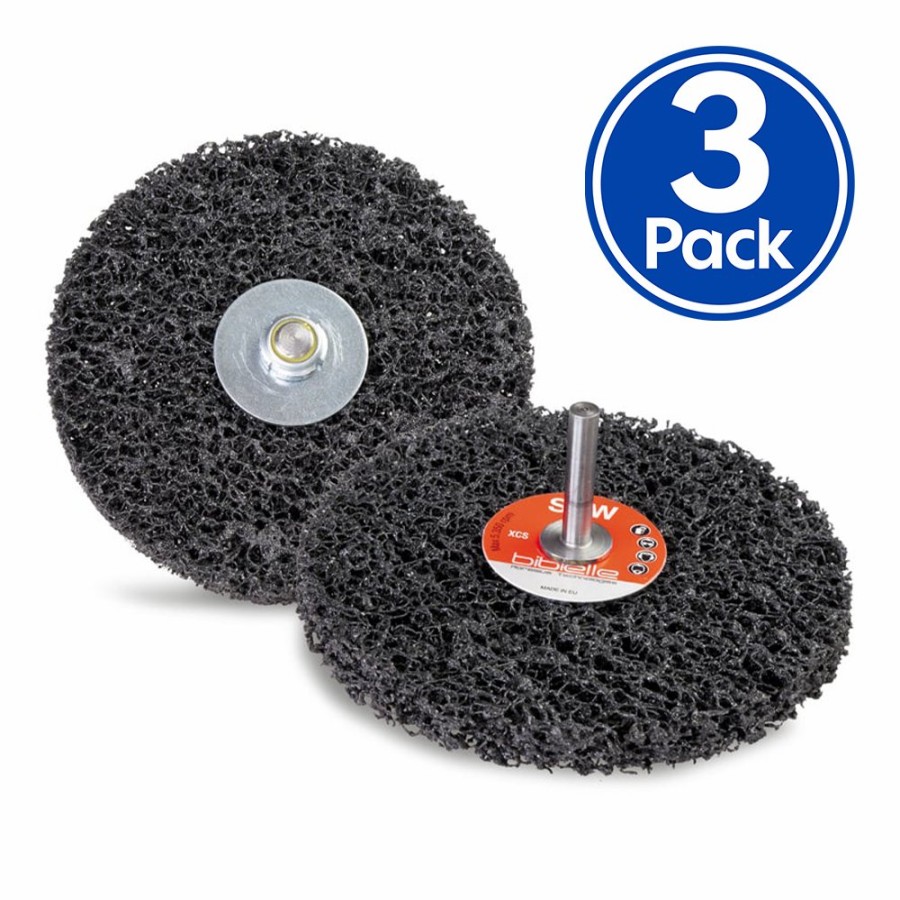 Cutting & Abrasives Abrasiflex | Abrasiflex Bibielle 100Mm X 13Mm X 6Mm Abrasive Strip-It Disc With Shaft Black X 3 Pack