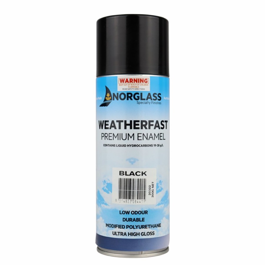 Paint Norglass Topcoats | Norglass Marine Paint Weatherfast Black Premium Enamel Aerosol 300G High Gloss