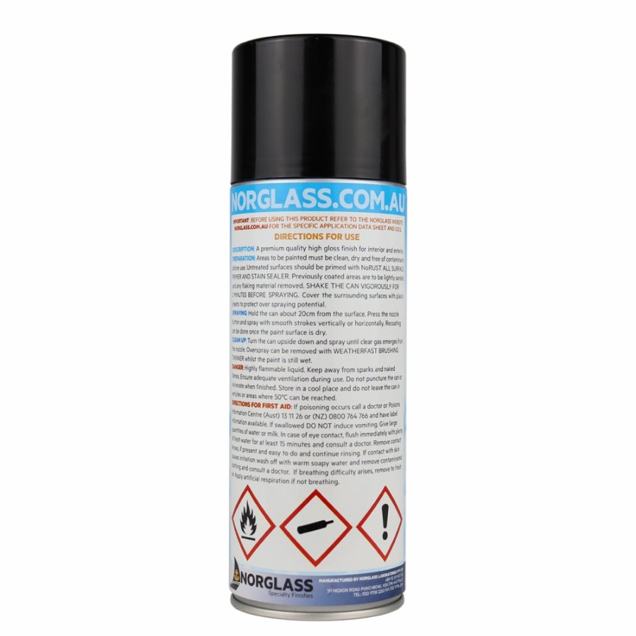 Paint Norglass Topcoats | Norglass Marine Paint Weatherfast Black Premium Enamel Aerosol 300G High Gloss