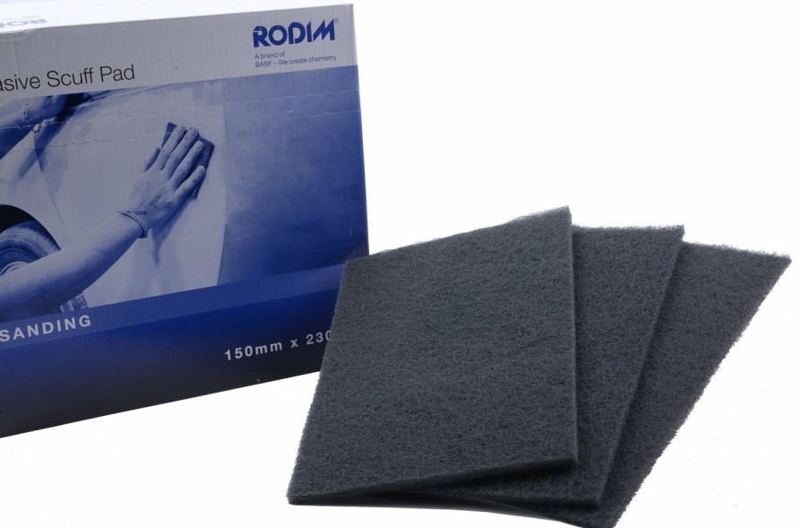 Cutting & Abrasives Rodim Scouring Pads | Basf Rodim Abrasive Sanding Hand Scuff Pad Grey 150Mm X 225Mm Box Of 25 Scotch