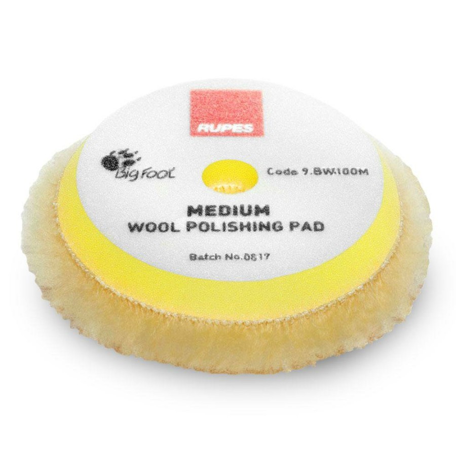 Car Care Rupes Polishing Pads | Rupes Bigfoot 80Mm / 90Mm Wool Medium Yellow Polishing Pad 9.Bw100M