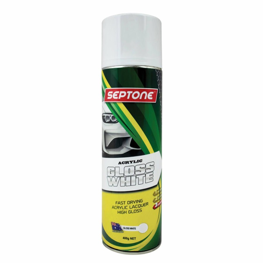 Paint Septone Top Coats | Septone Automotive Gloss Acrylic Lacquer Spray Paint 400G Aerosol White