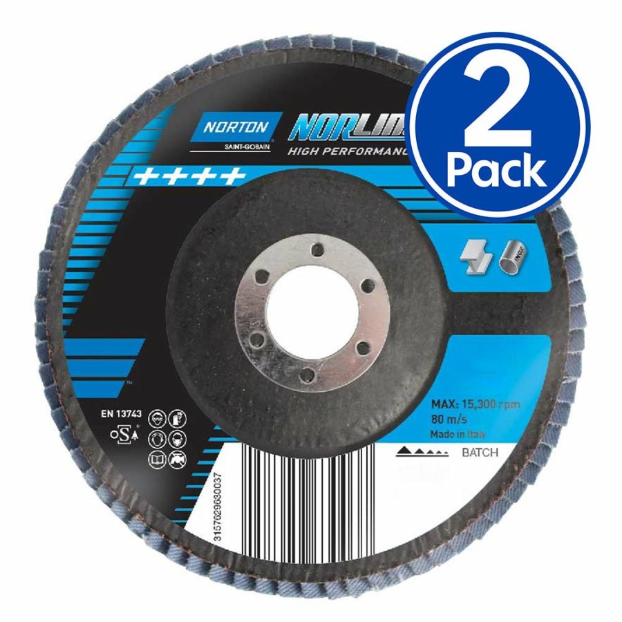 Cutting & Abrasives Norton | Norton Norline R842 Sanding Flap Disc 125Mm X 22Mm 60 Grit X 2 Pack Z60