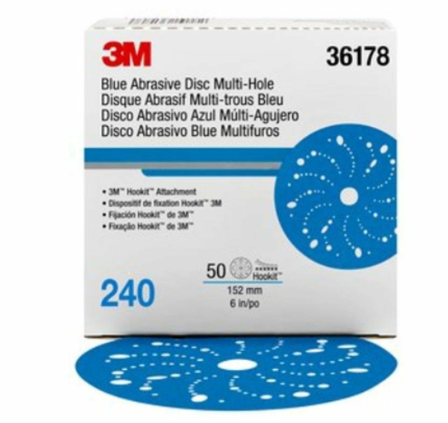 Cutting & Abrasives 3M Discs | 3M Hookit Blue Abrasive Disc Multihole 6 Inch 150Mm 240G 36178 50 Pack Sandpaper