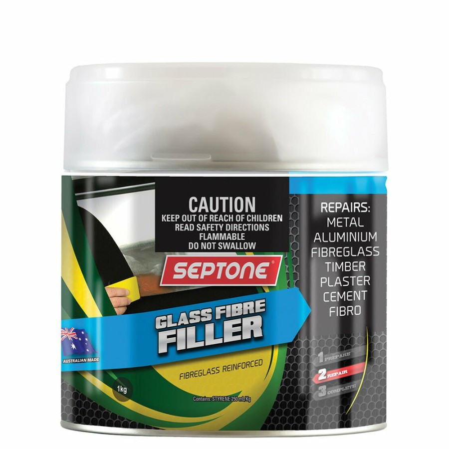 Prep & Repair Septone Fiberglass Fillers | Septone Glass Fibre Reinforced Polyester Filler Putty Bog With Hardener 1Kg