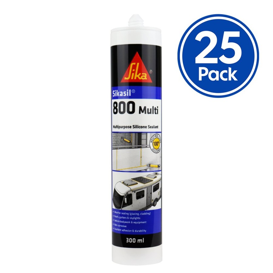 Adhesives & Sealants Sika Sealants | Sika Sikasil 800 Multi Premium Silicone Sealant 300Ml Clear X 25 Pack