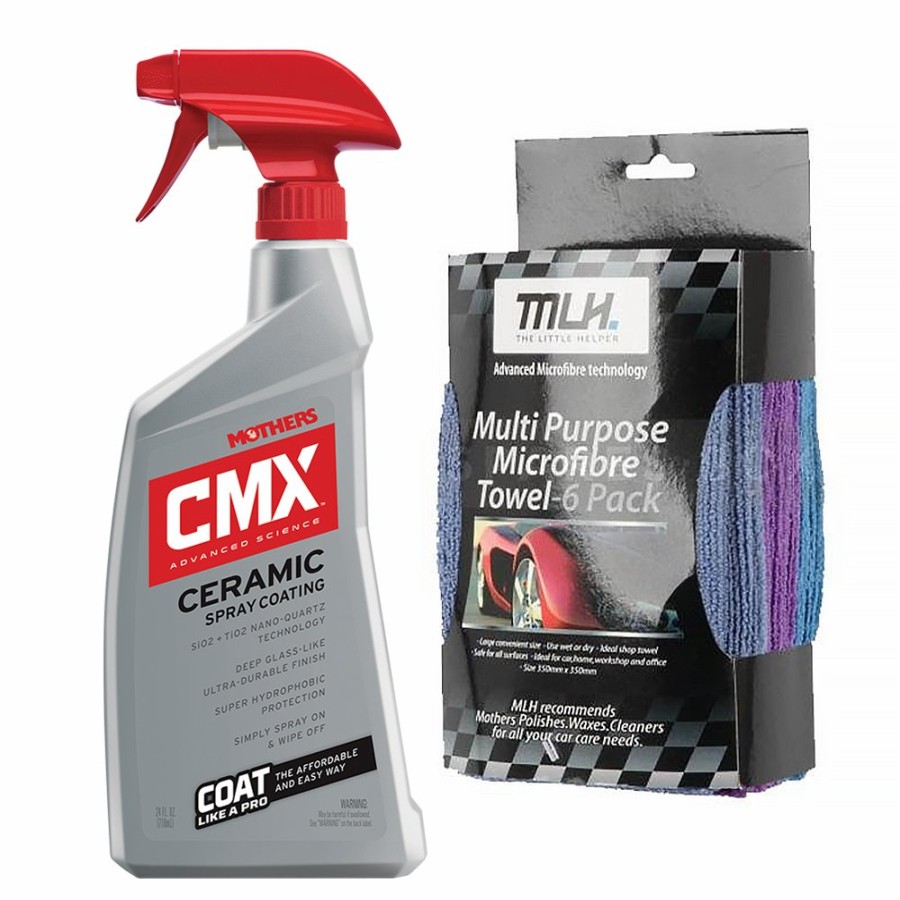 Car Care Mothers Ceramic Coatings | Mothers Cmx Nano Ceramic Clear Coat Spray Coating 710Ml & 6X Microfibre Cloth Kit