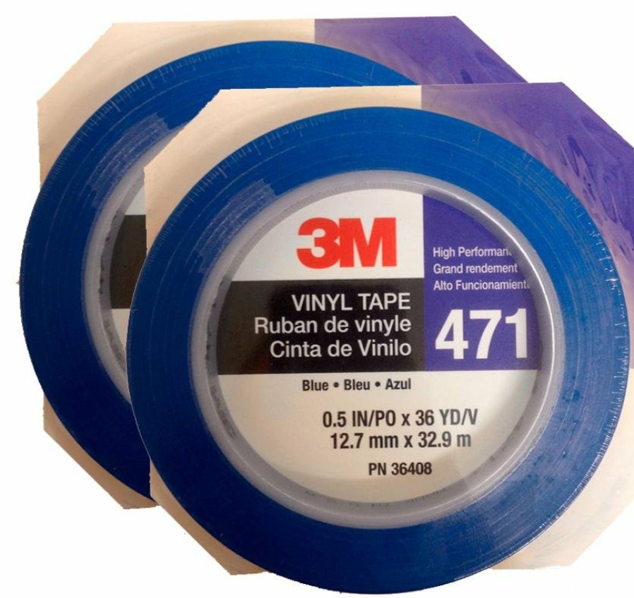 Prep & Repair 3M Vinyl Tape | 3M Fine Line Vinyl Tape 471 Blue 2 Rolls 12.7Mm X 32.9M For Edge Painting 36408