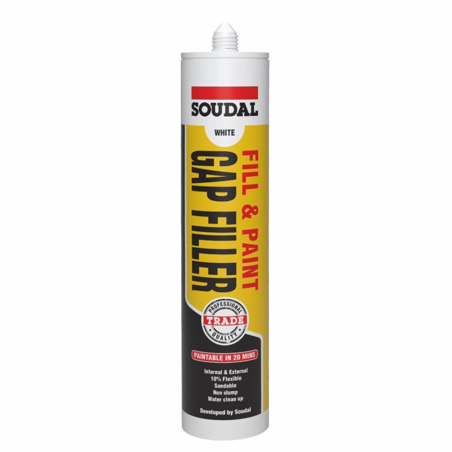 Adhesives & Sealants Soudal Sealants | Soudal Fill And Paint Elastic Gap Filler 300Ml White Cartridge