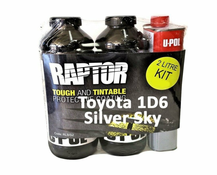 Paint U-POL Bedliner | U-Pol Raptor Tintable For Toyota 1D6 Silver Sky Protective Coating Tub/Bed Liner Kit 2L