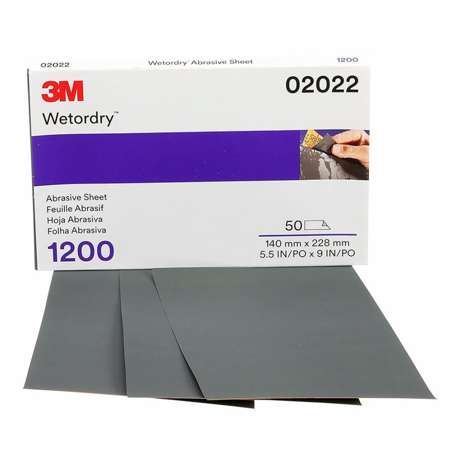 Cutting & Abrasives 3M Sheets | 3M 02022 Wetordry Abrasive Half Sheet 401Q 1200 Grit X 50 Pack 140Mm X 230Mm