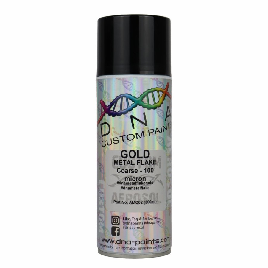 Paint DNA Paints Top Coats | Dna Paints Metal Flake 350Ml Aerosol Gold Coarse - 100 Micron