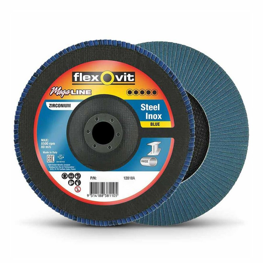 Cutting & Abrasives Flexovit | Flexovit Megaline R860 Sanding Flap Disc 125Mm X 22Mm 80 Grit Zirconia P80