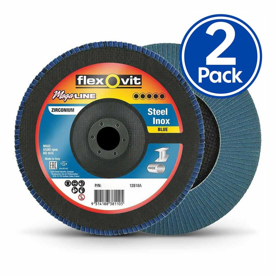 Cutting & Abrasives Flexovit | Flexovit Megaline R860 Sanding Flap Disc 125Mm X 22Mm 80 Grit Zirconia P80