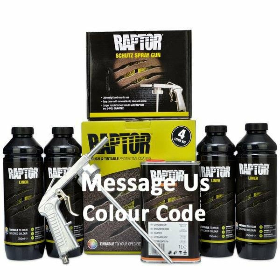 Paint U-POL Bedliner | U-Pol Raptor Tintable (Choose Your Colour) Protective Bed Liner Kit 4L + Schutz Gun