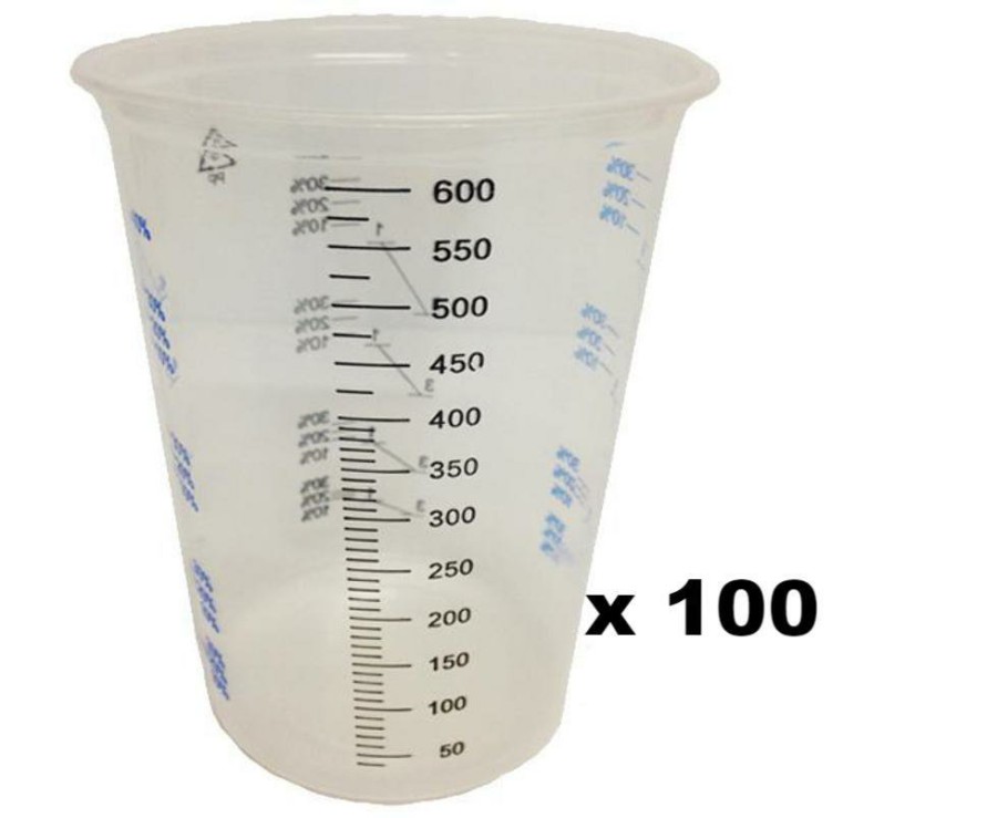 Painting Tools Velocity Measuring Cups | Calibrated Disposable Paint Mixing Cups 650Ml X 100 Pack Measuring Epoxy Resin Auto