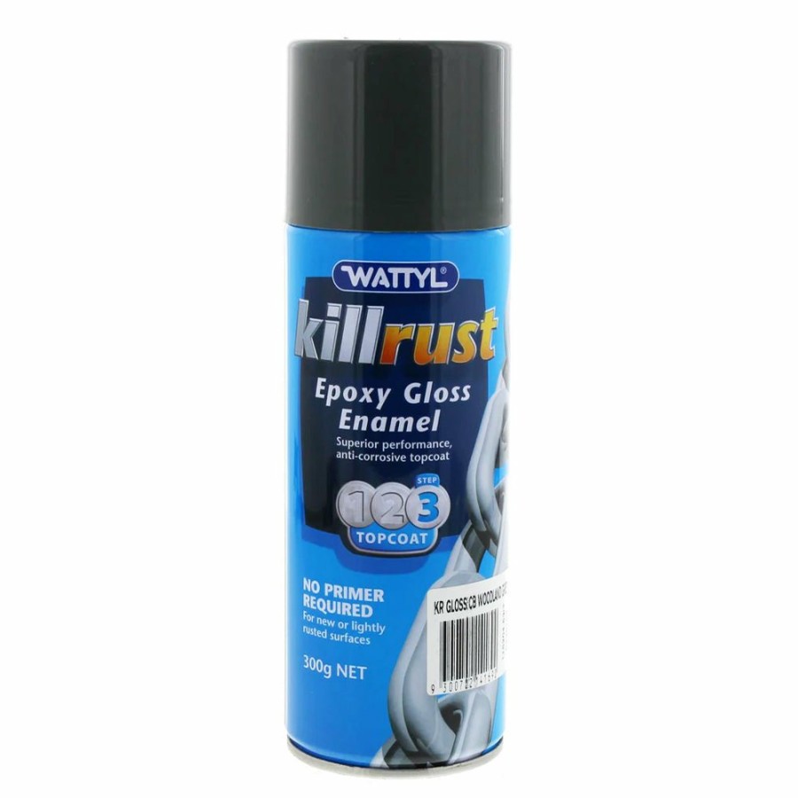 Paint Wattyl Exterior | Wattyl Killrust Epoxy Gloss Enamel Paint 300G Aerosol Colourbond Woodland Grey