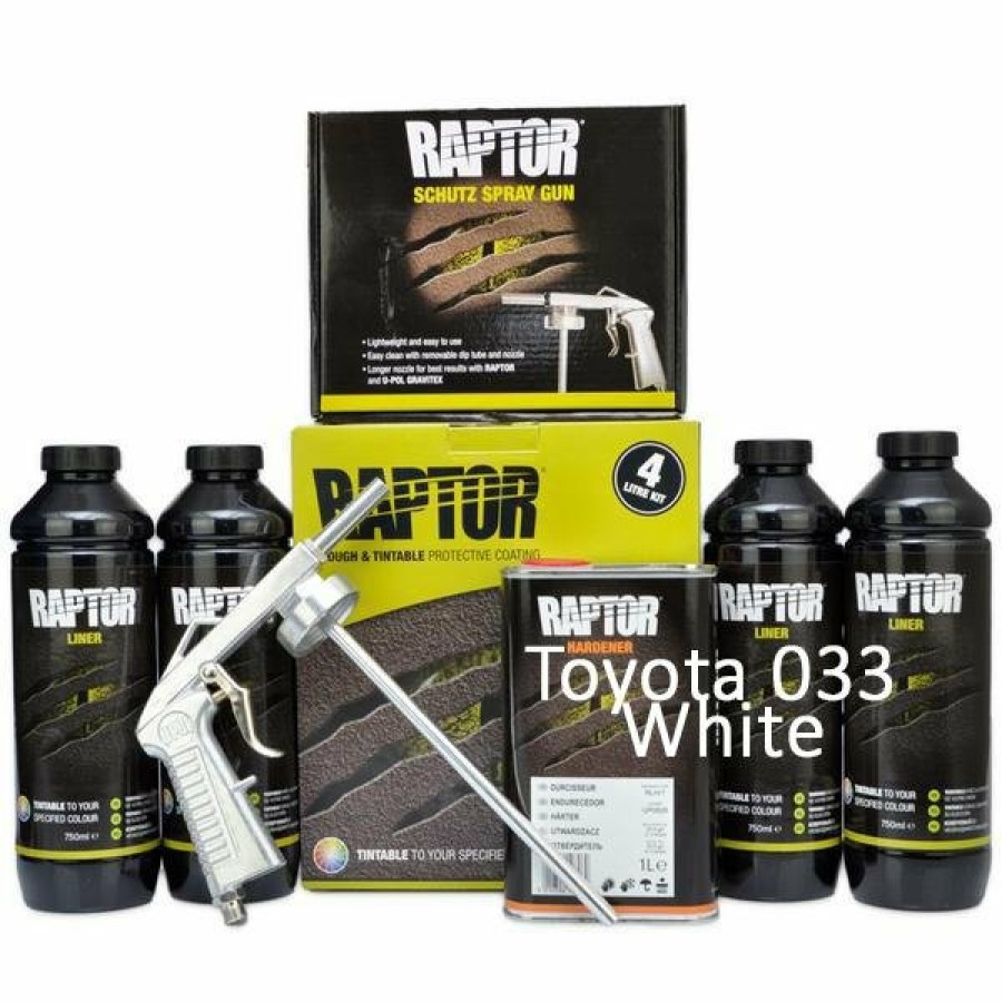 Paint U-POL Bedliner | U-Pol Raptor Tintable For Toyota 033 White Protective Bed Liner Kit 4L + Schutz Gun